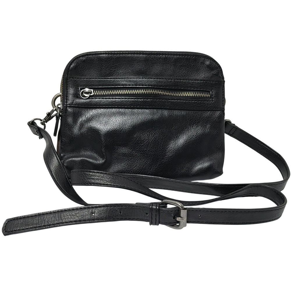 American Eagle Outfitters Womens Black Brown Faux Leather Crossbody‎ Bag
